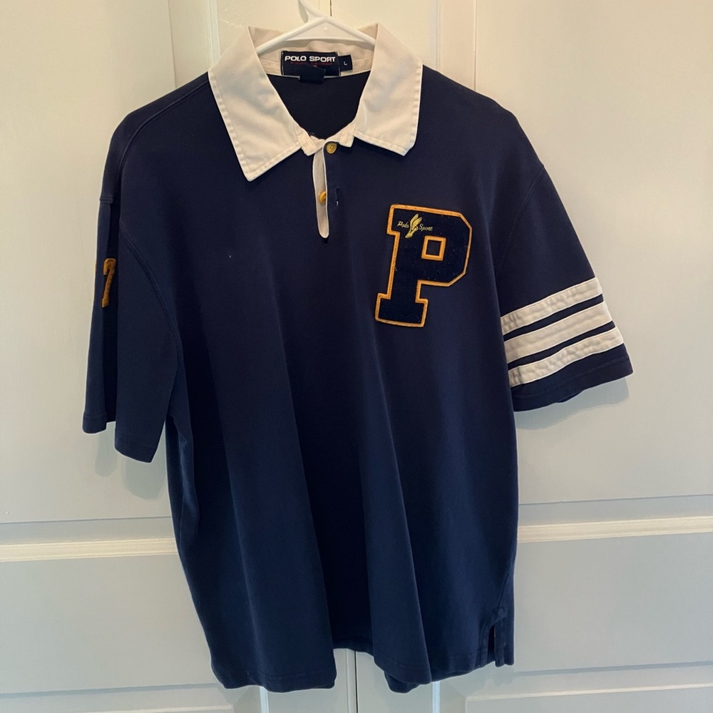 Ralph Lauren Polo Sport Vintage Mens Short Sleeve Rugby Shirt. Size Large.